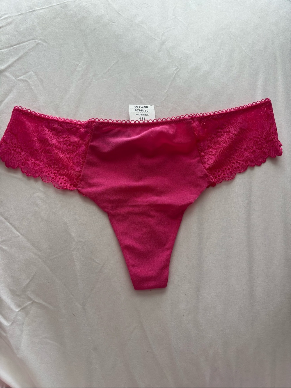 PINK Victoria's Secret Bright Pink Lace thong brand new